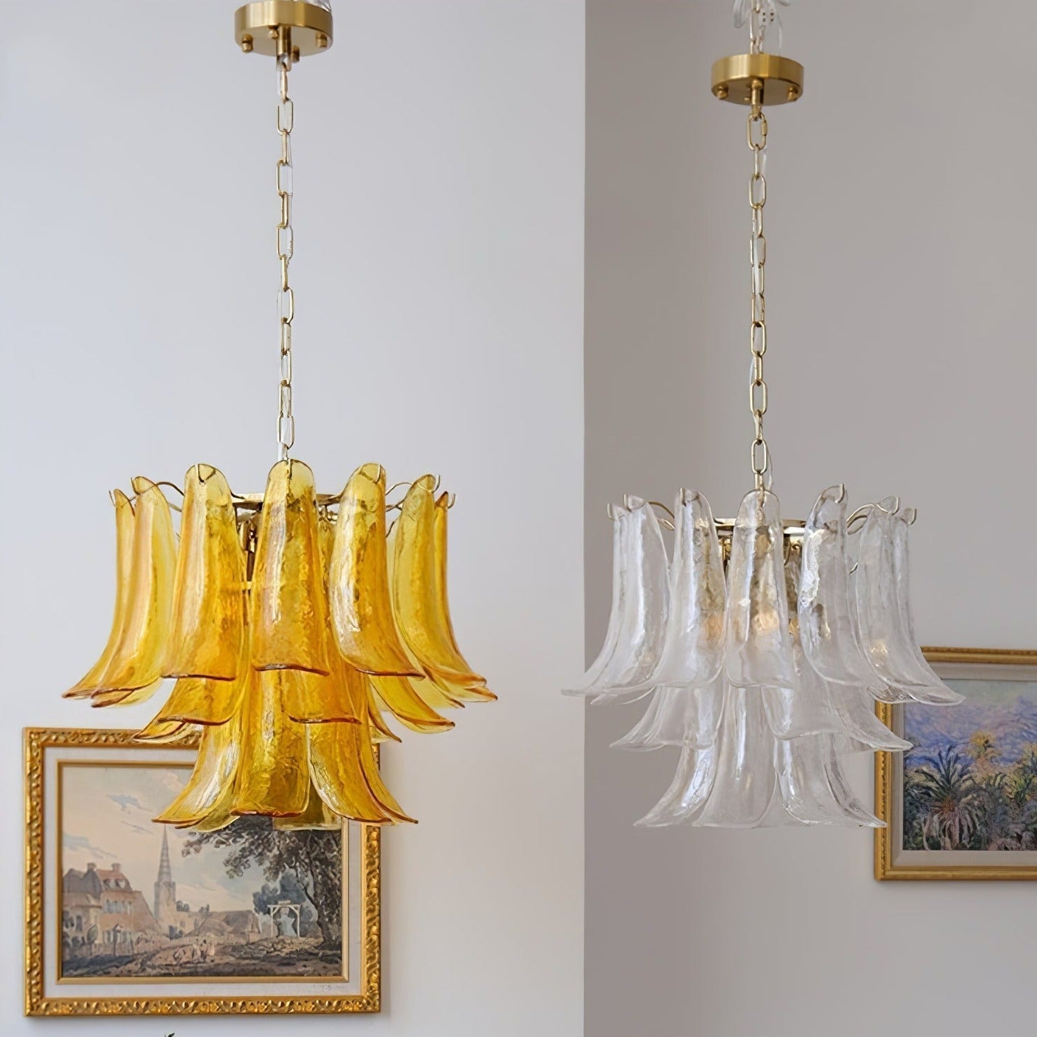 Murano Style Glass Petal Chandelier for Dining or Living Room