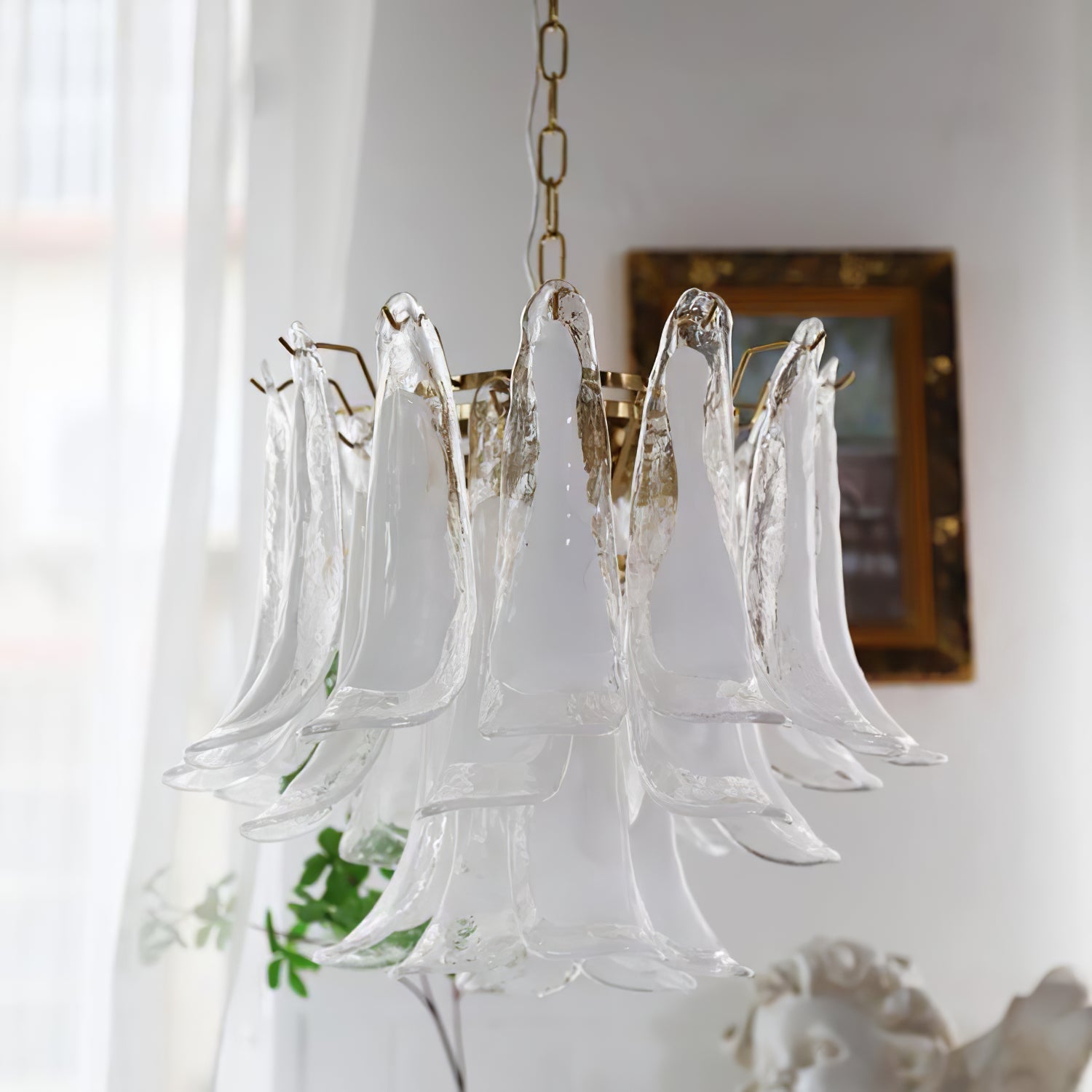 Murano Style Glass Petal Chandelier for Dining or Living Room