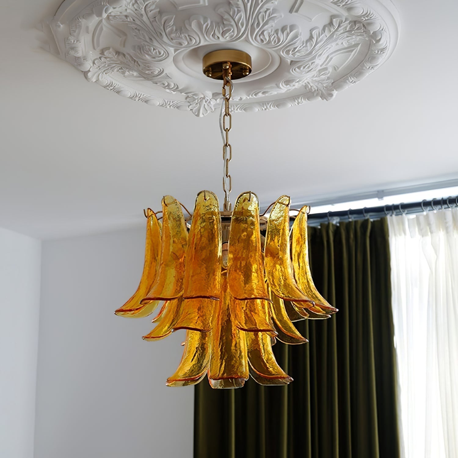 Murano Style Glass Petal Chandelier for Dining or Living Room