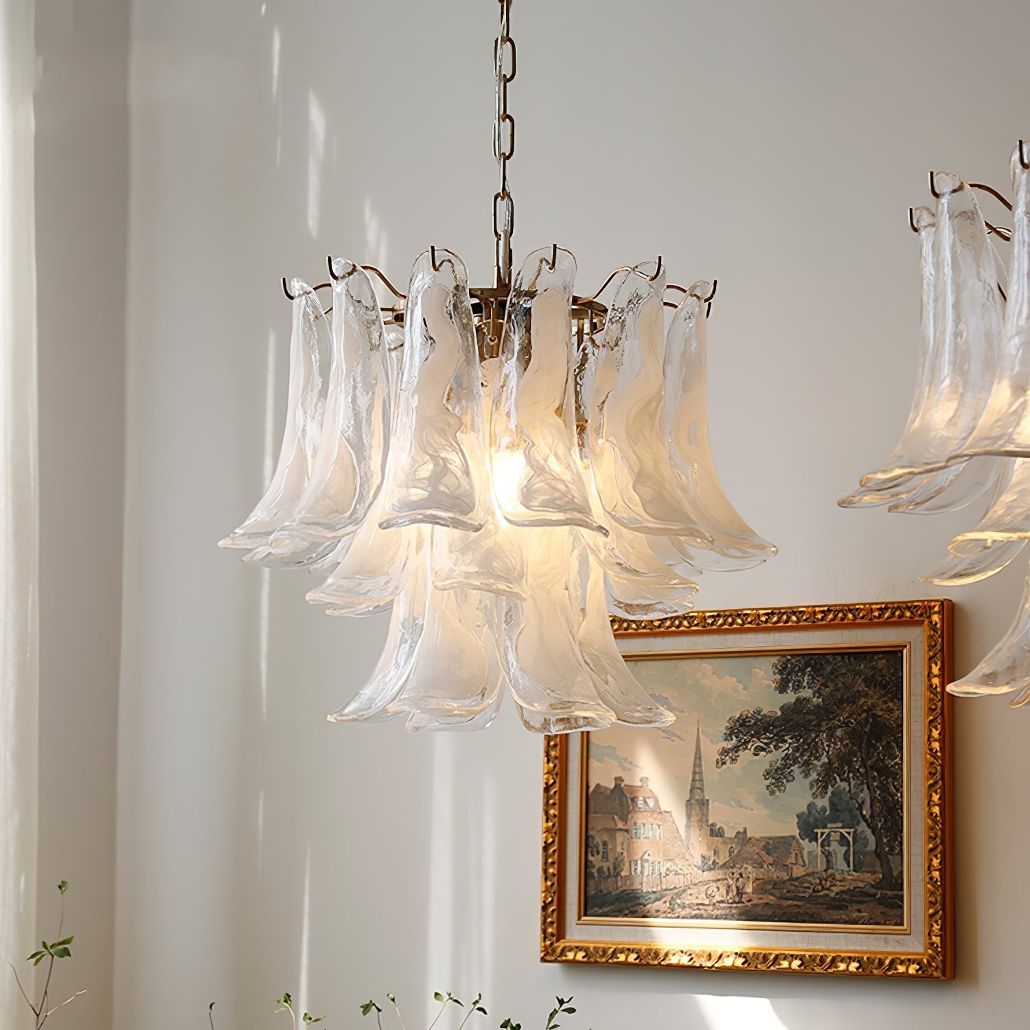 Murano Style Glass Petal Chandelier for Dining or Living Room