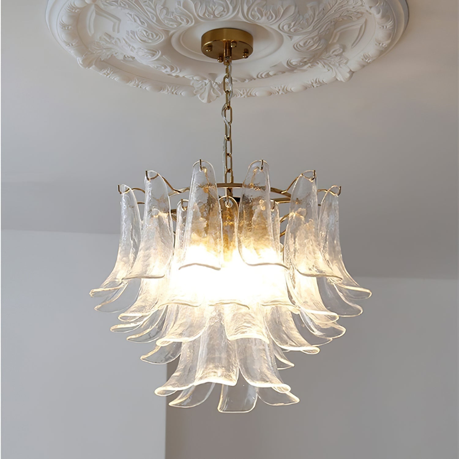 Murano Style Glass Petal Chandelier for Dining or Living Room