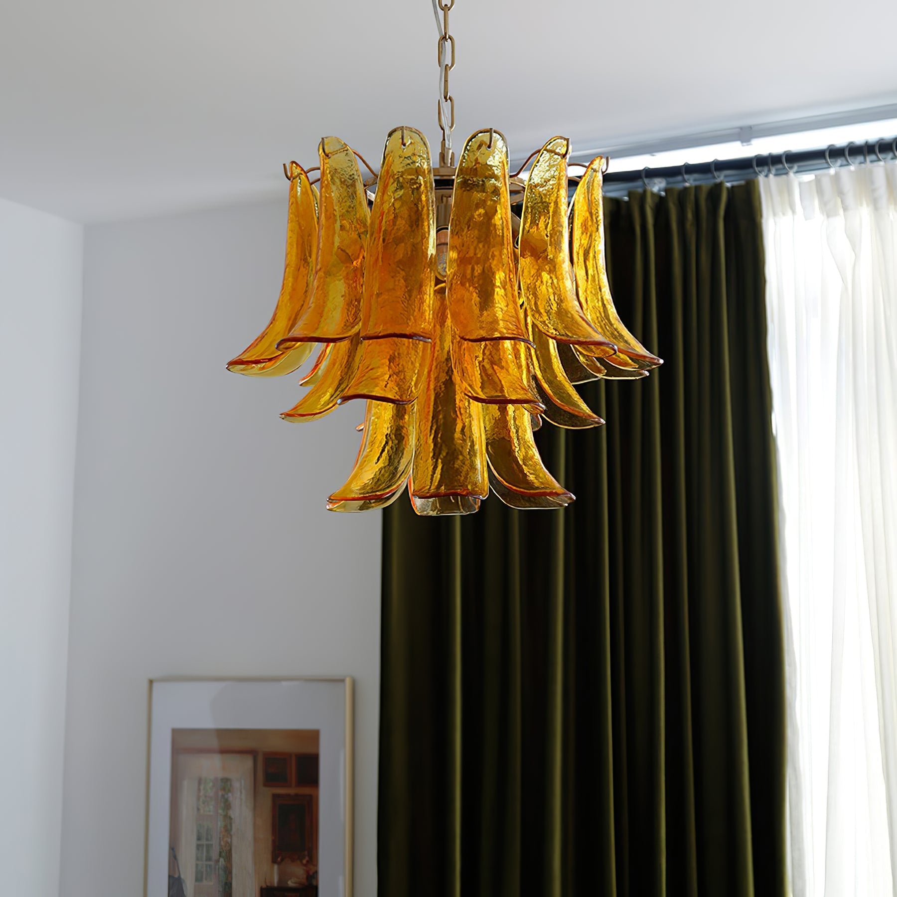 Murano Style Glass Petal Chandelier for Dining or Living Room