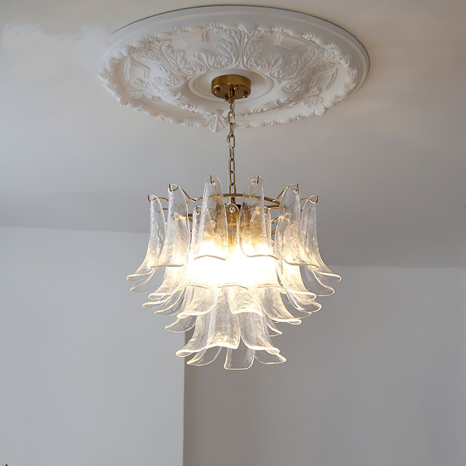 Murano Style Glass Petal Chandelier for Dining or Living Room