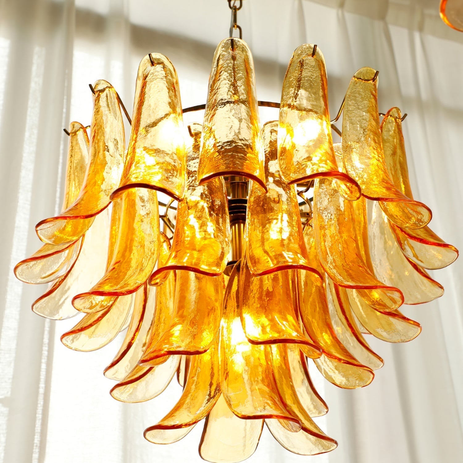 Murano Style Glass Petal Chandelier for Dining or Living Room