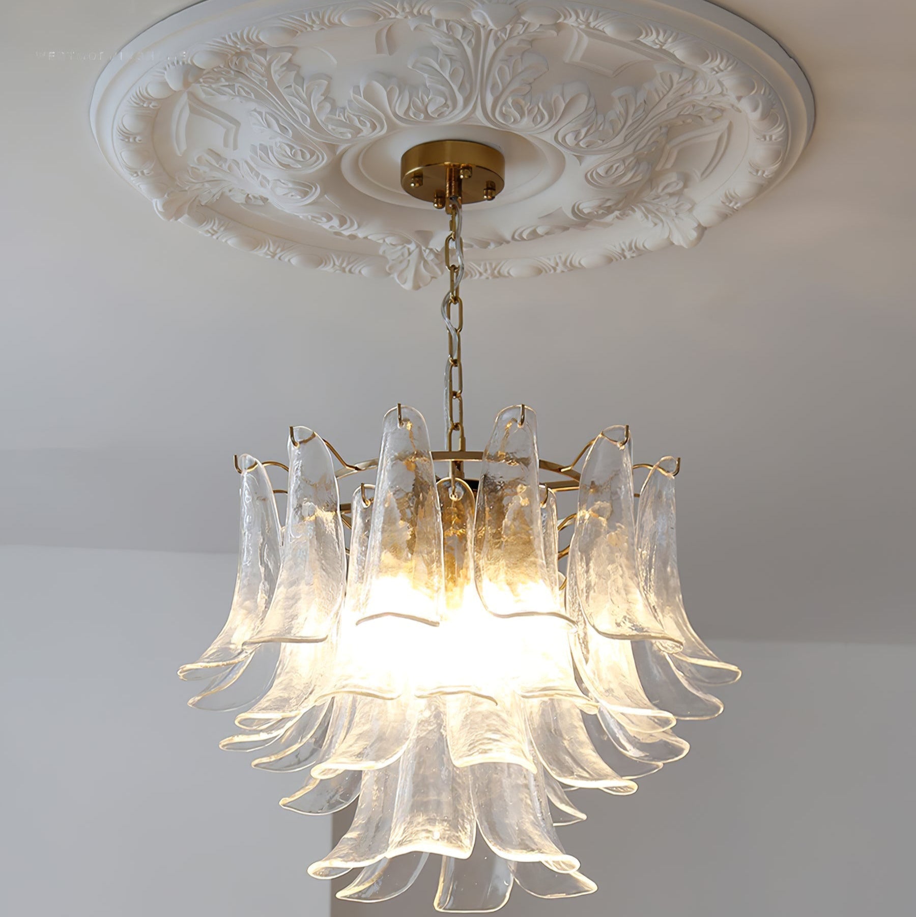 Murano Style Glass Petal Chandelier for Dining or Living Room