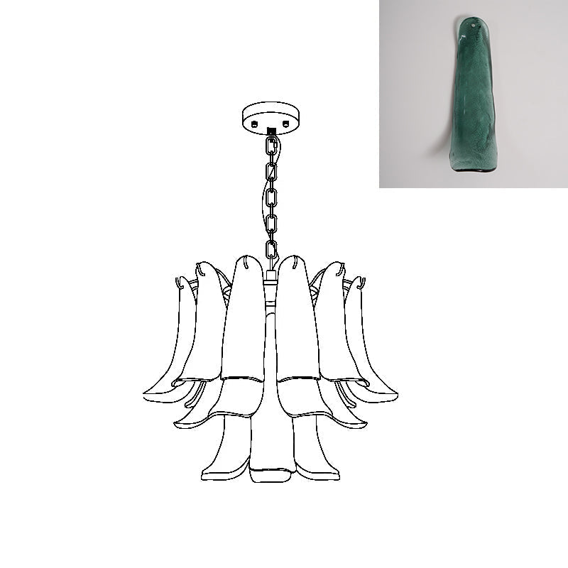 Murano Style Glass Petal Chandelier for Dining or Living Room