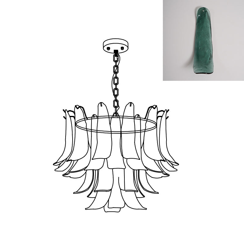 Murano Style Glass Petal Chandelier for Dining or Living Room