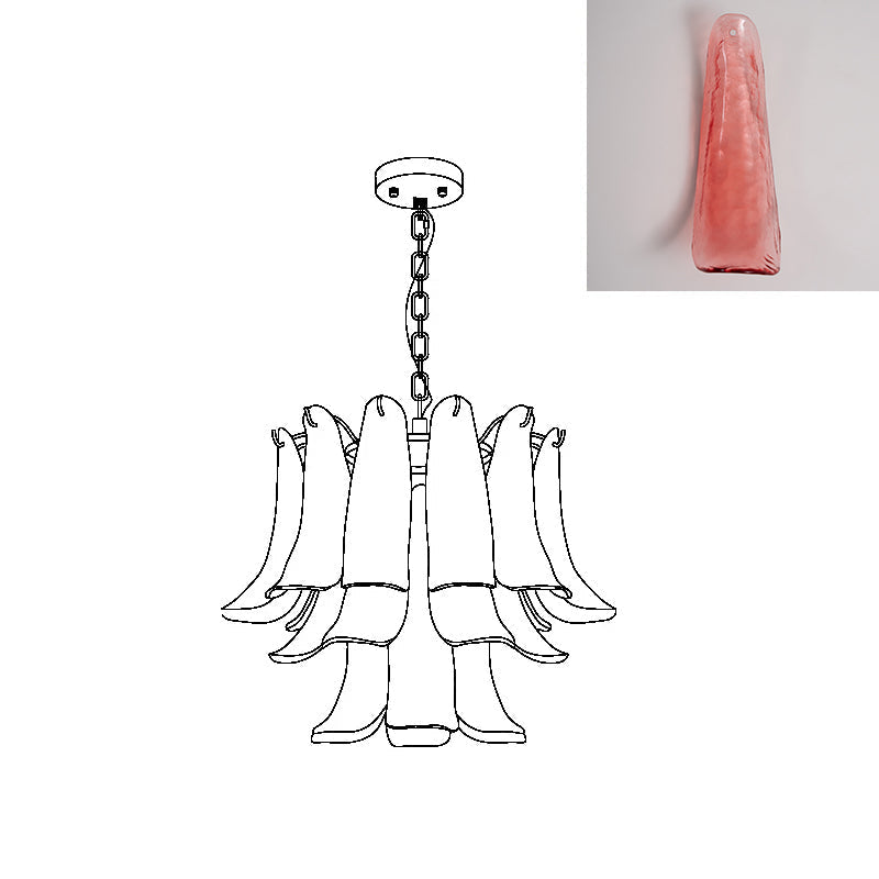 Murano Style Glass Petal Chandelier for Dining or Living Room
