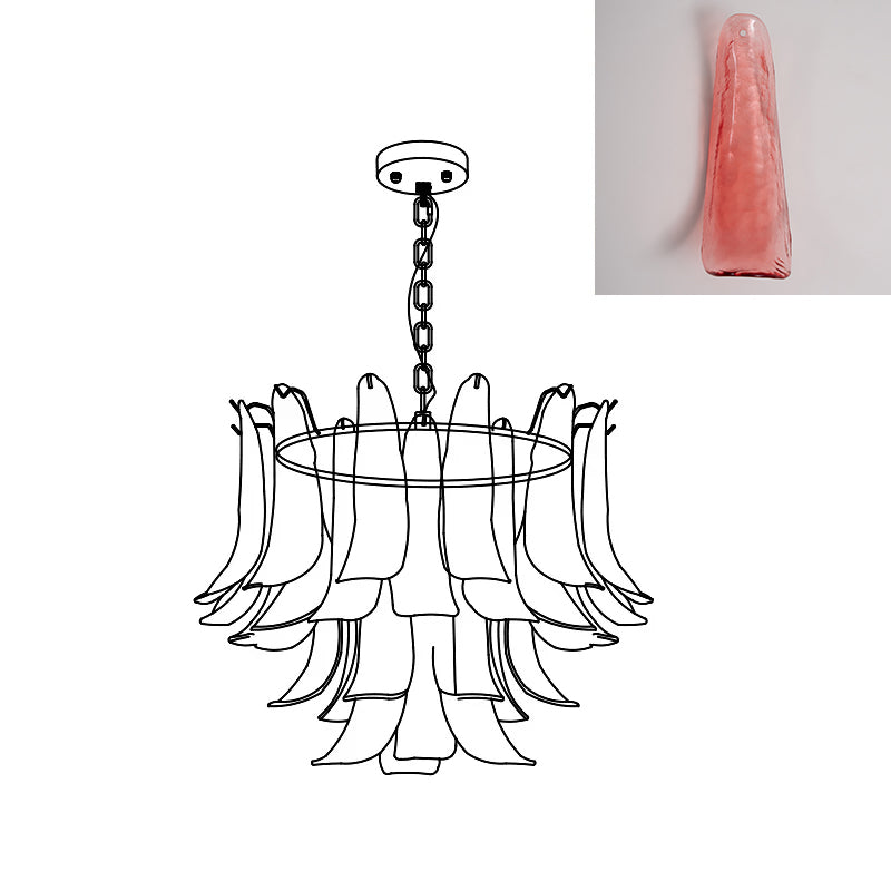 Murano Style Glass Petal Chandelier for Dining or Living Room