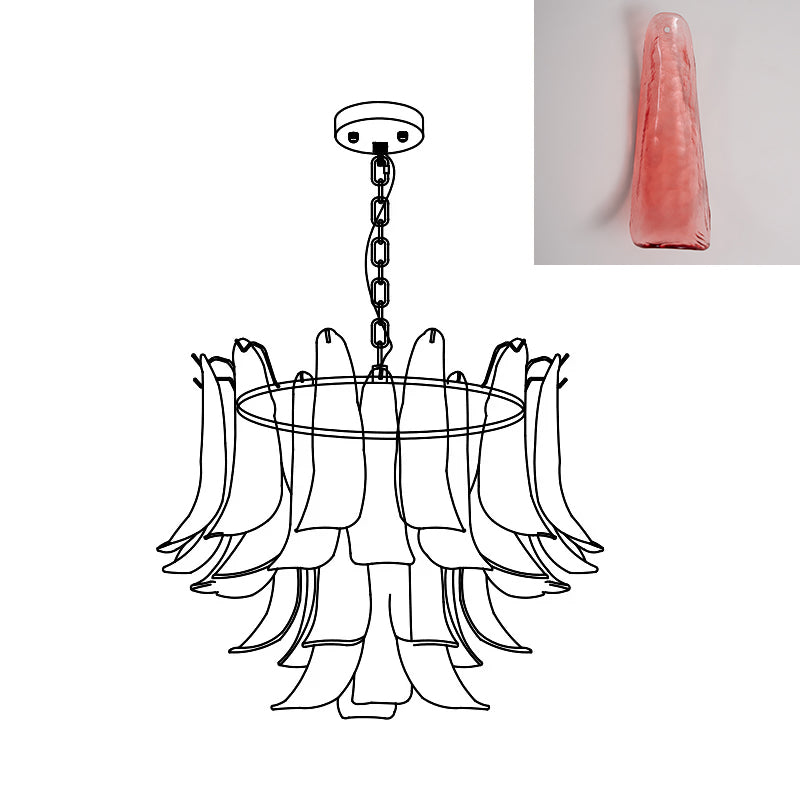 Murano Style Glass Petal Chandelier for Dining or Living Room