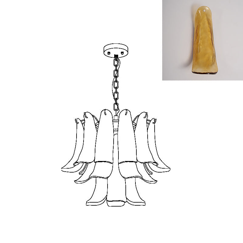 Murano Style Glass Petal Chandelier for Dining or Living Room