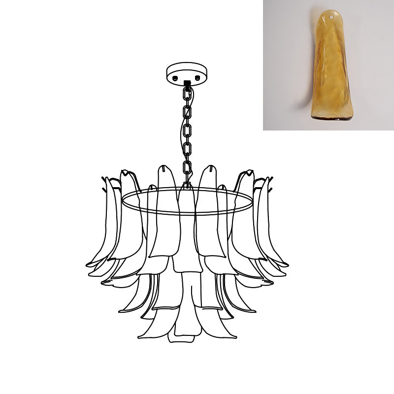 Murano Style Glass Petal Chandelier for Dining or Living Room
