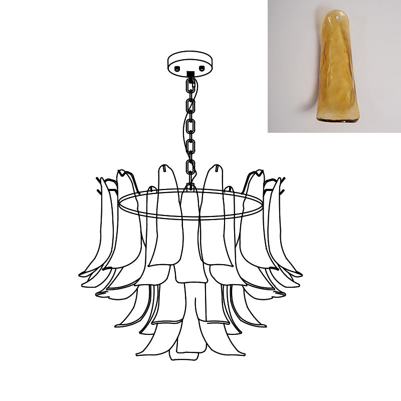Murano Style Glass Petal Chandelier for Dining or Living Room