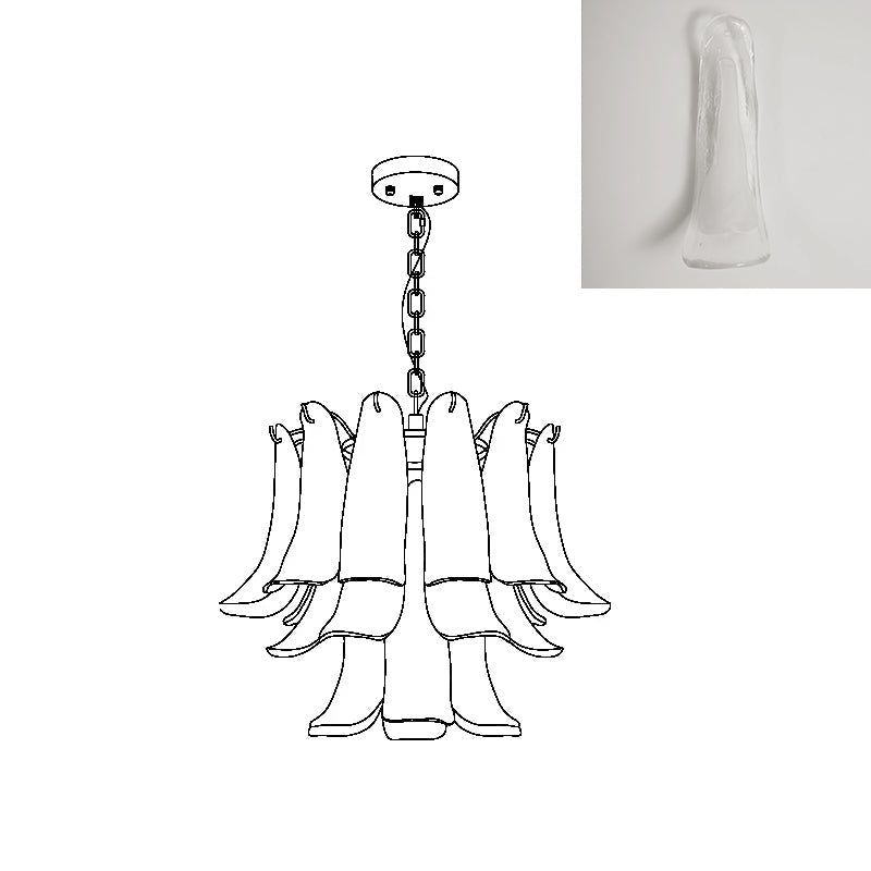 Murano Style Glass Petal Chandelier for Dining or Living Room