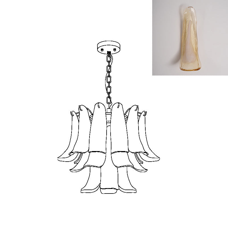Murano Style Glass Petal Chandelier for Dining or Living Room