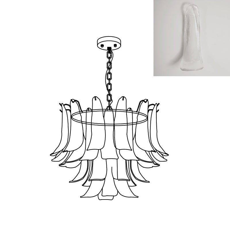 Murano Style Glass Petal Chandelier for Dining or Living Room