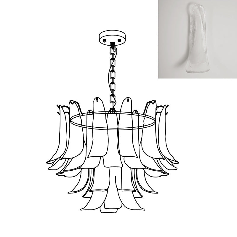 Murano Style Glass Petal Chandelier for Dining or Living Room