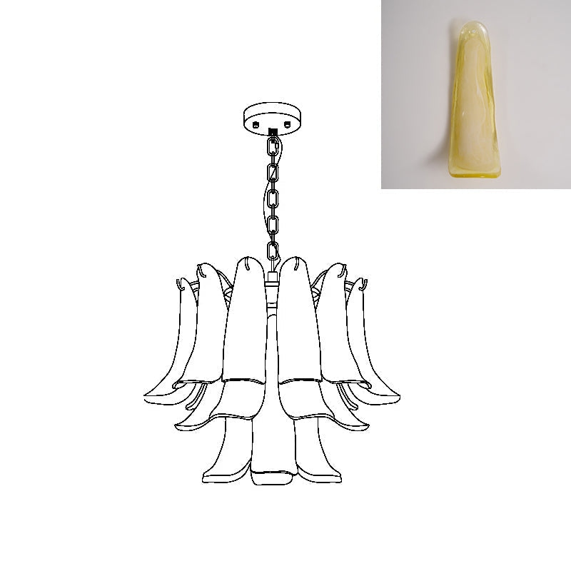 Murano Style Glass Petal Chandelier for Dining or Living Room