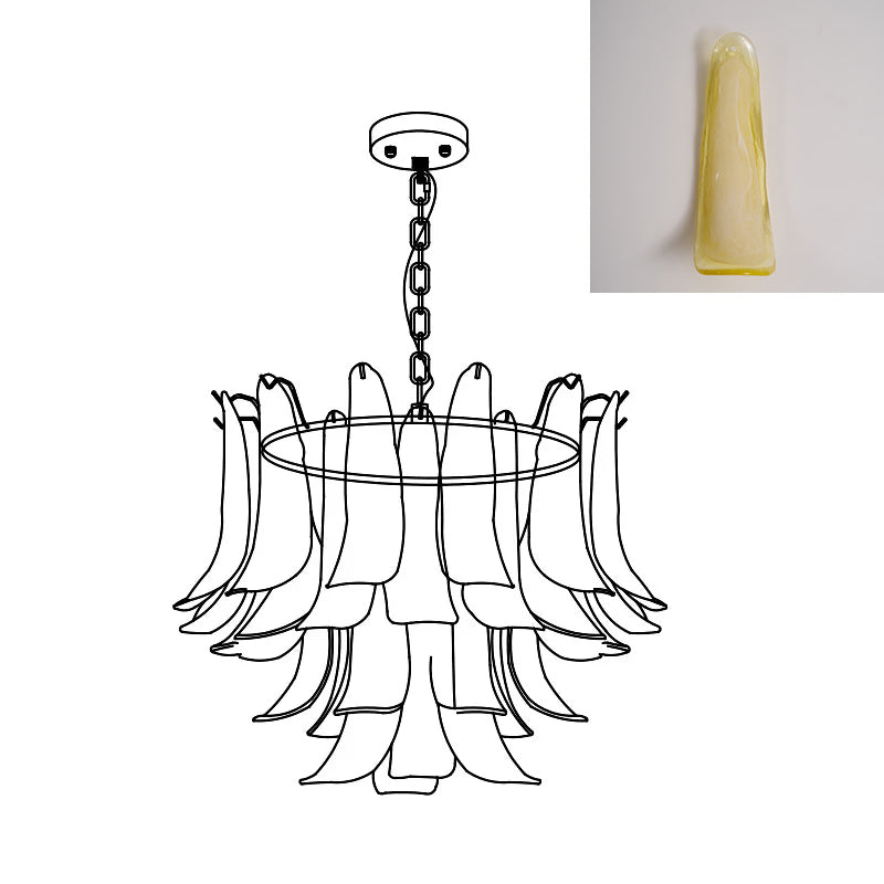 Murano Style Glass Petal Chandelier for Dining or Living Room
