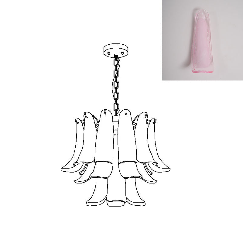 Murano Style Glass Petal Chandelier for Dining or Living Room