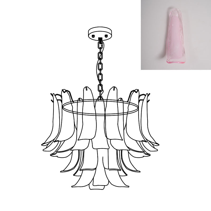 Murano Style Glass Petal Chandelier for Dining or Living Room