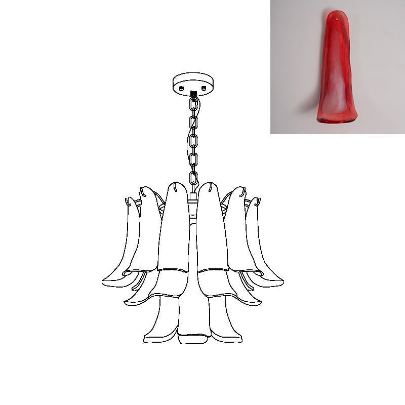 Murano Style Glass Petal Chandelier for Dining or Living Room