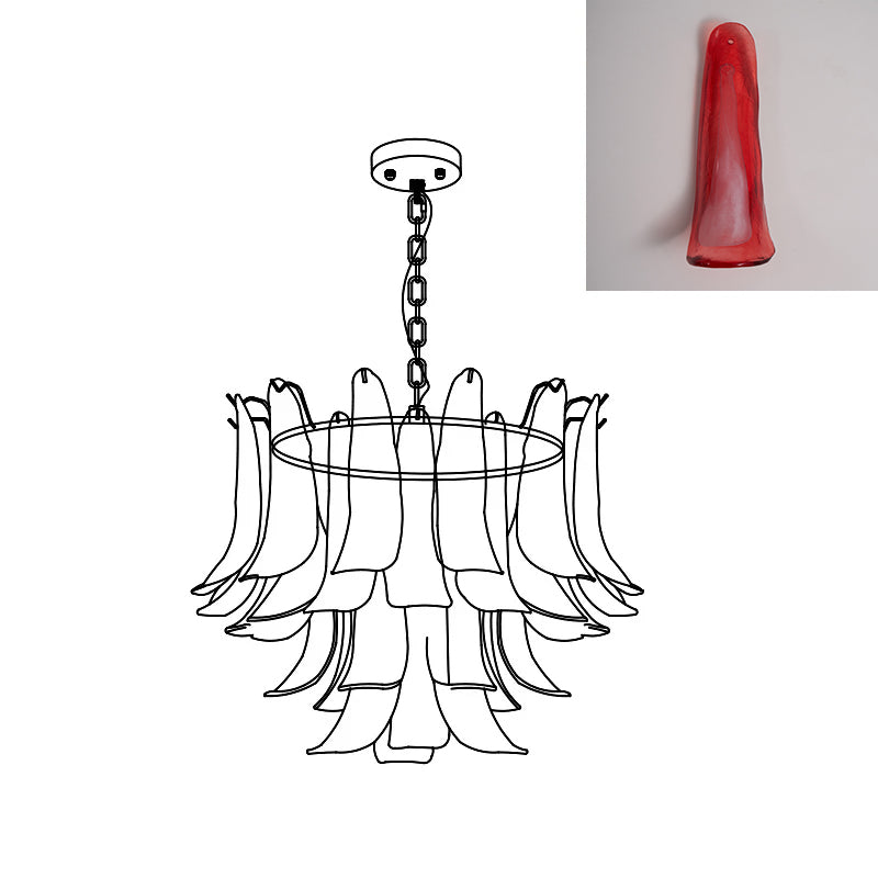 Murano Style Glass Petal Chandelier for Dining or Living Room
