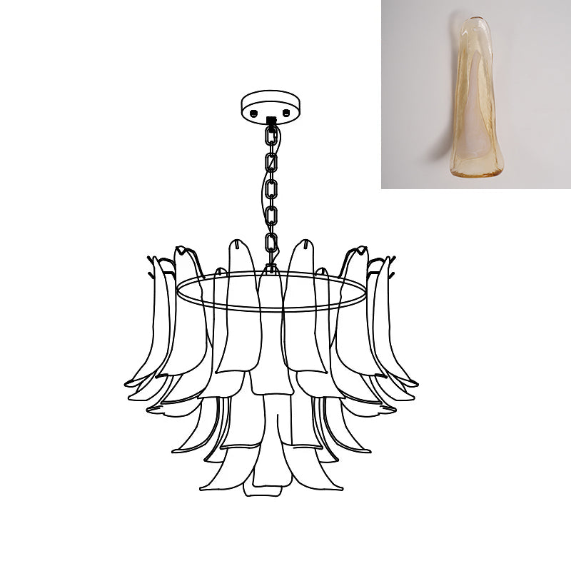 Murano Style Glass Petal Chandelier for Dining or Living Room