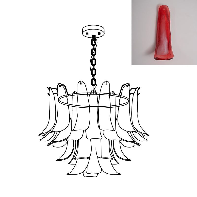 Murano Style Glass Petal Chandelier for Dining or Living Room