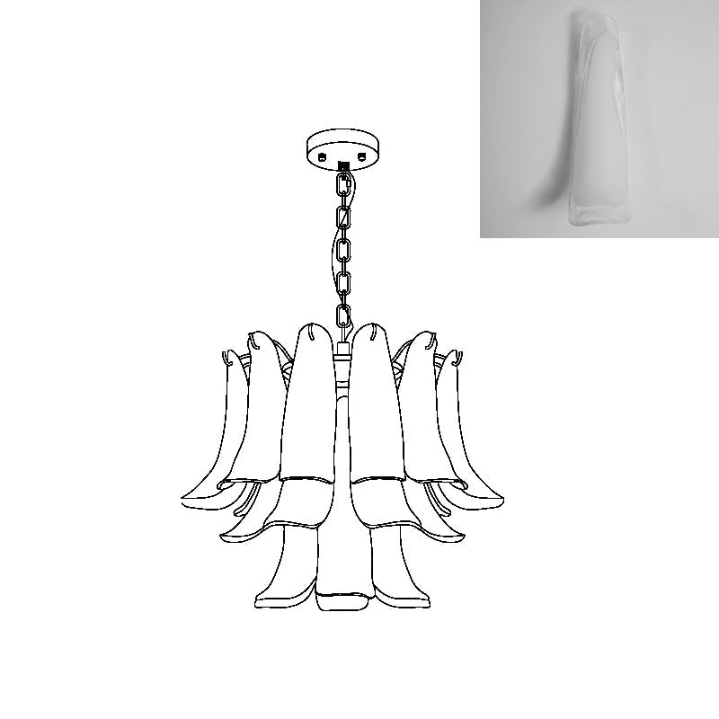 Murano Style Glass Petal Chandelier for Dining or Living Room