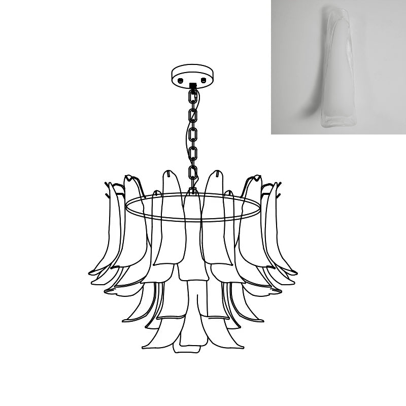 Murano Style Glass Petal Chandelier for Dining or Living Room