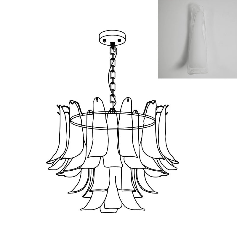 Murano Style Glass Petal Chandelier for Dining or Living Room