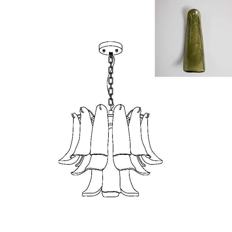 Murano Style Glass Petal Chandelier for Dining or Living Room