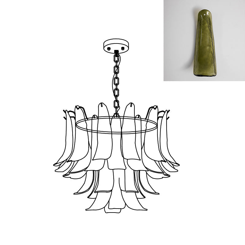 Murano Style Glass Petal Chandelier for Dining or Living Room