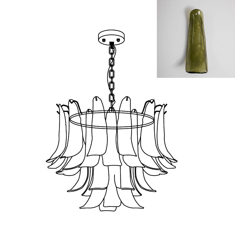 Murano Style Glass Petal Chandelier for Dining or Living Room