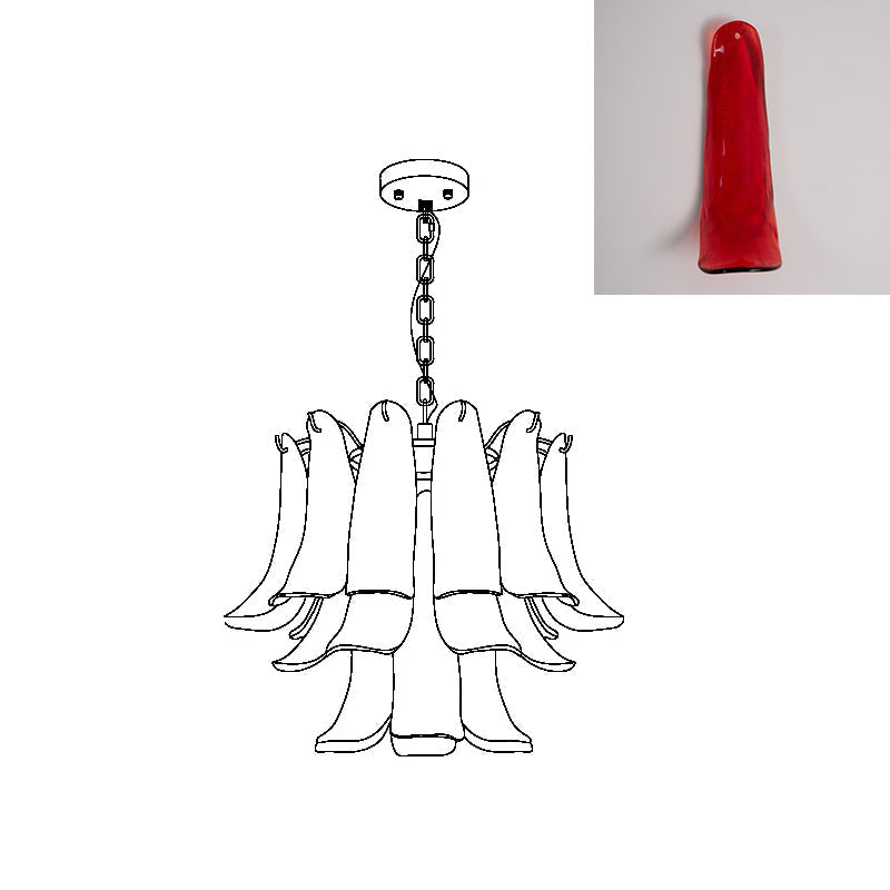 Murano Style Glass Petal Chandelier for Dining or Living Room