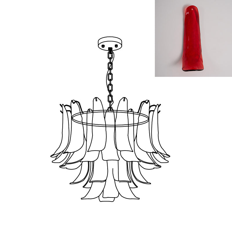 Murano Style Glass Petal Chandelier for Dining or Living Room