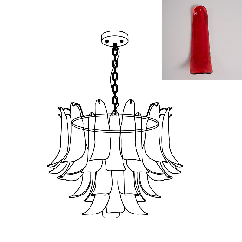 Murano Style Glass Petal Chandelier for Dining or Living Room