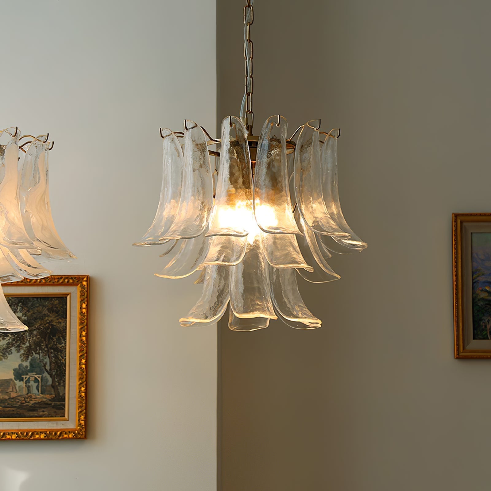 Murano Style Glass Petal Chandelier for Dining or Living Room
