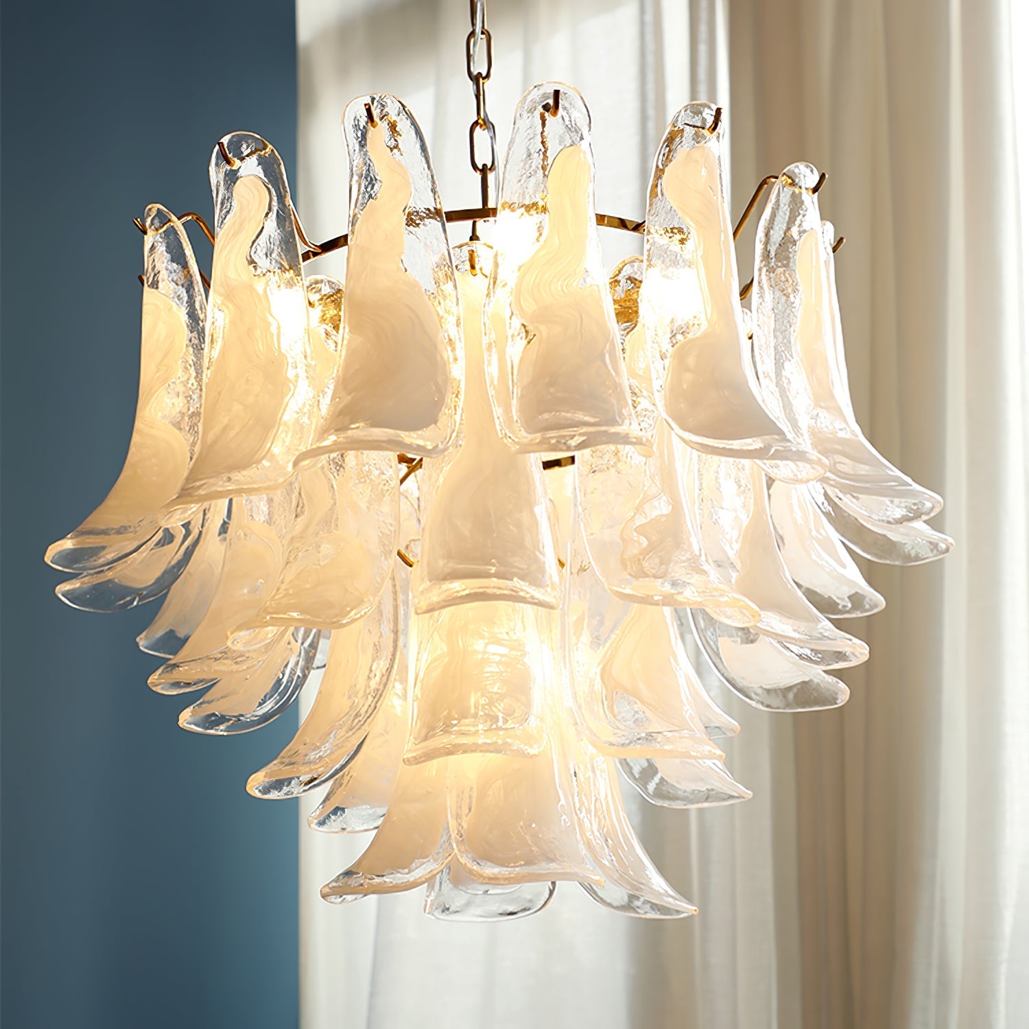 Murano Style Glass Petal Chandelier for Dining or Living Room