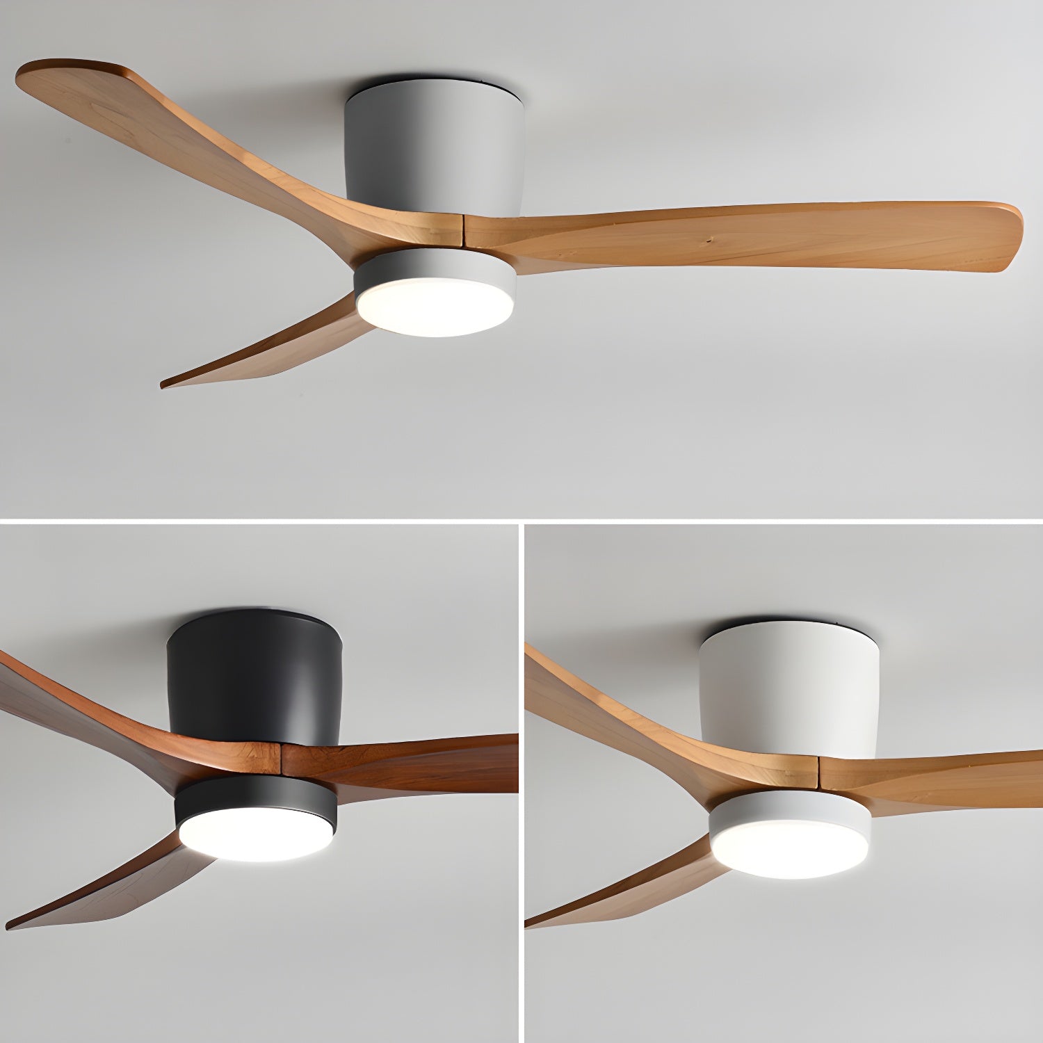 Nordic Wooden Ceiling Fan Light with Remote LED