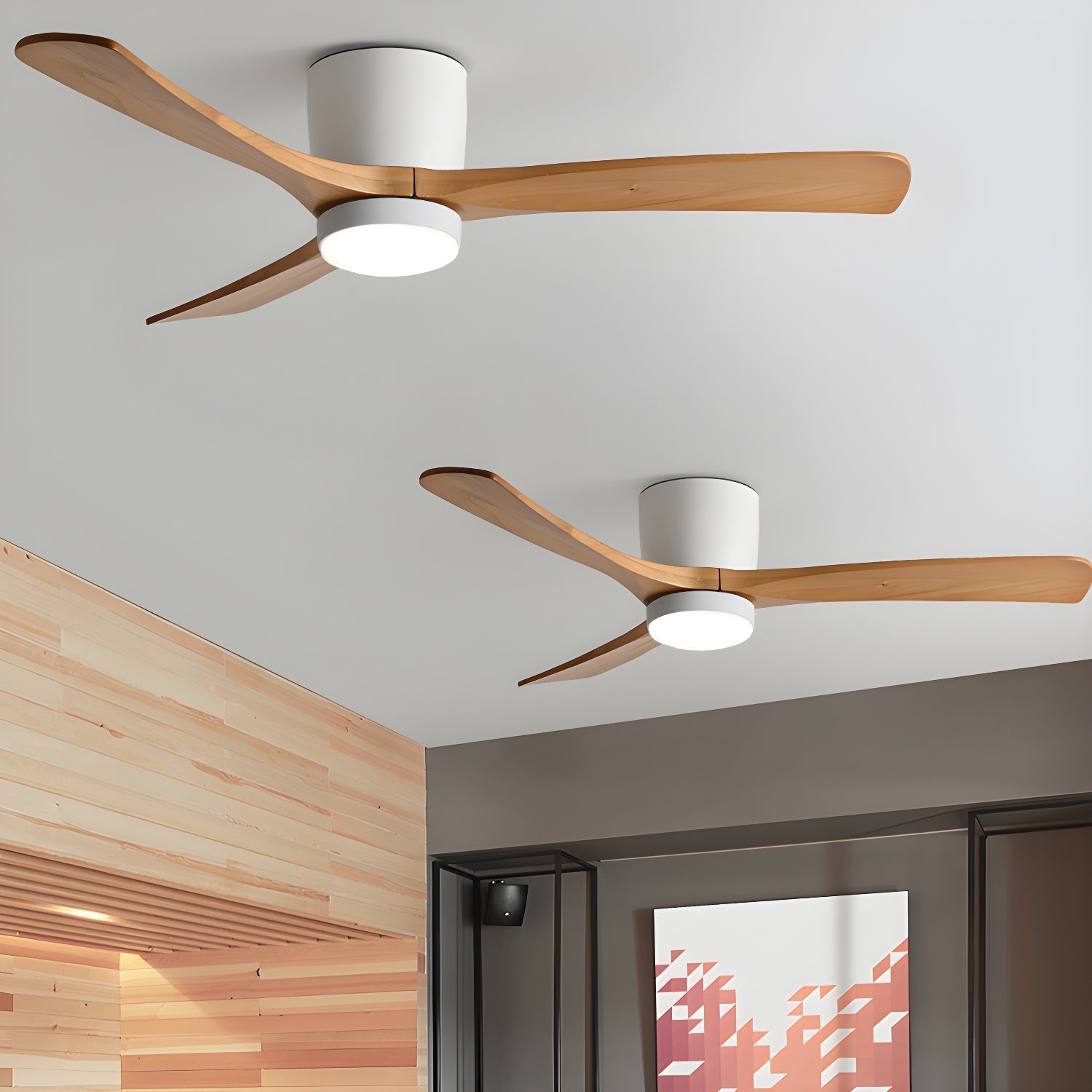 Nordic Wooden Ceiling Fan Light with Remote LED