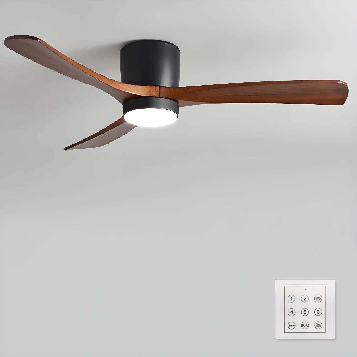 Nordic Wooden Ceiling Fan Light with Remote LED