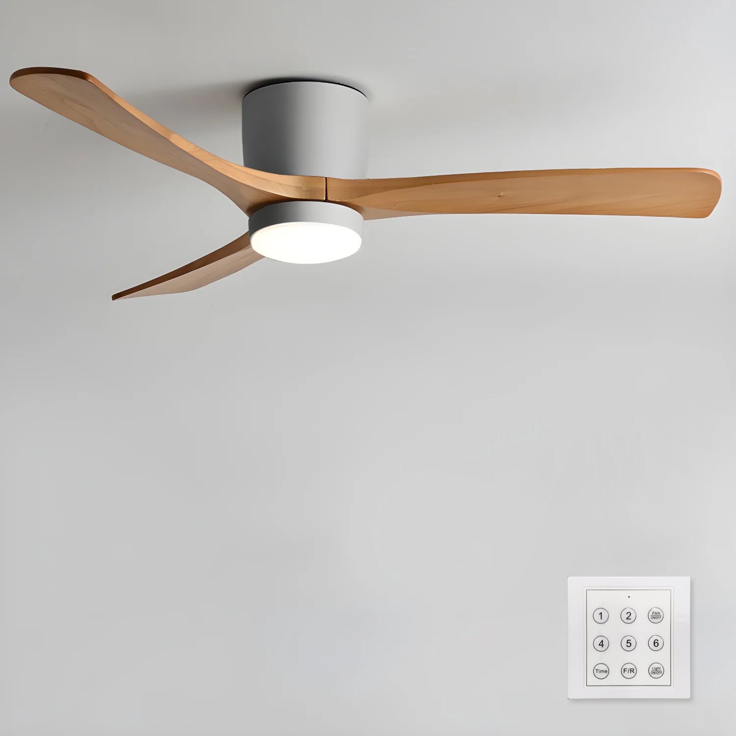 Nordic Wooden Ceiling Fan Light with Remote LED
