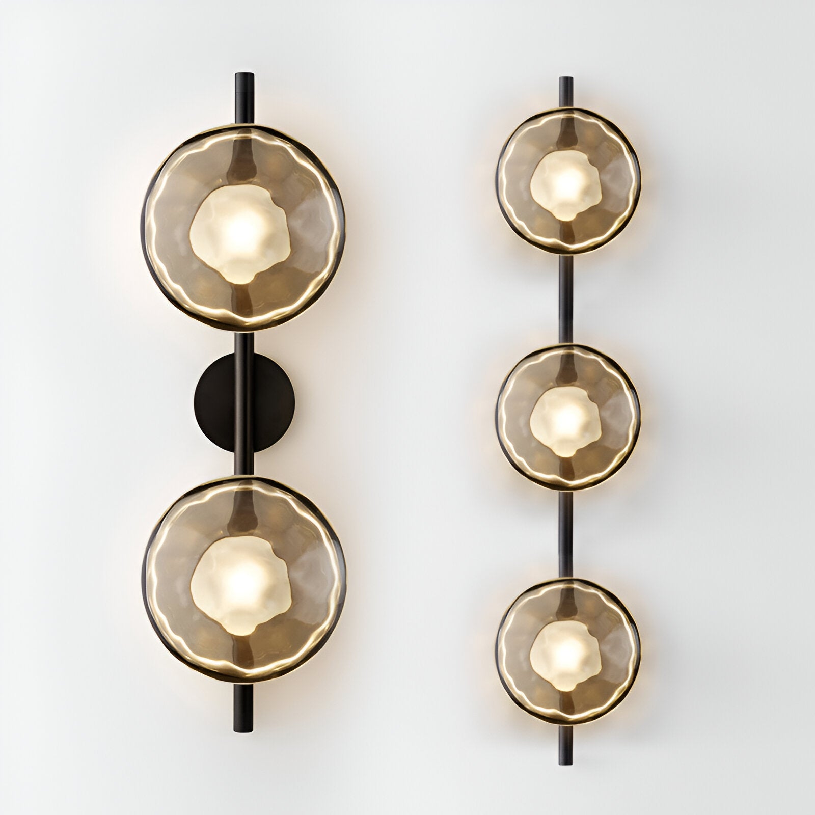 Nordic Ripple Glass Wall Light Modern Round Sconce