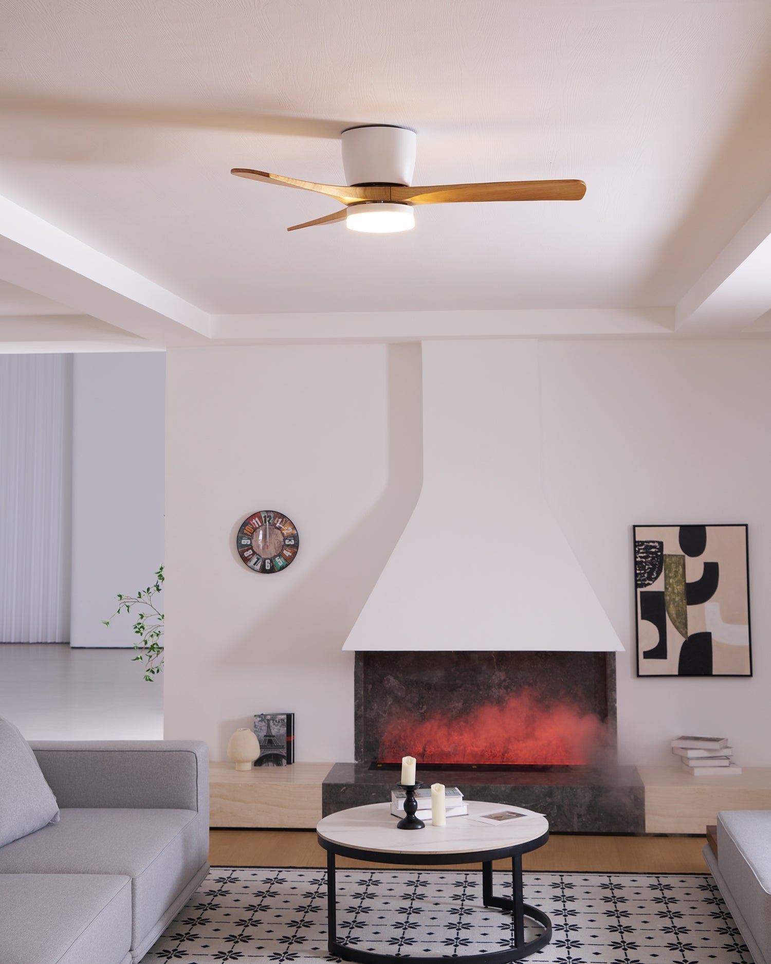 Nordic Wooden Ceiling Fan Light with Remote LED