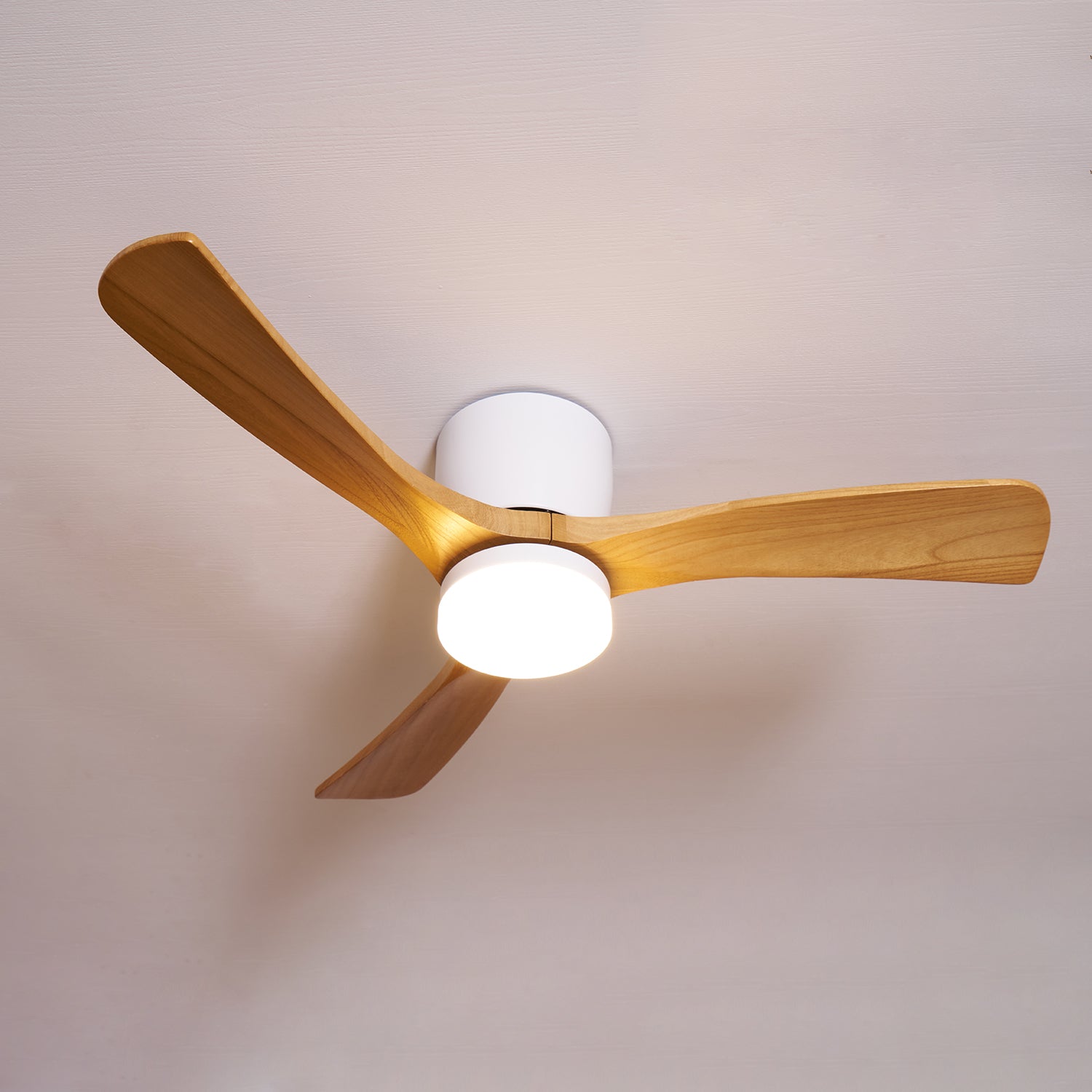 Nordic Wooden Ceiling Fan Light with Remote LED