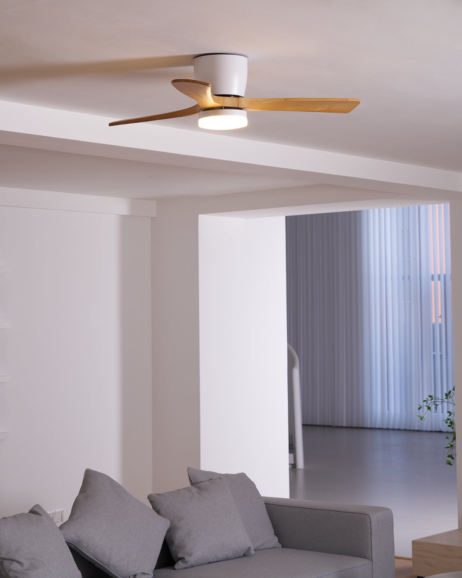Nordic Wooden Ceiling Fan Light with Remote LED