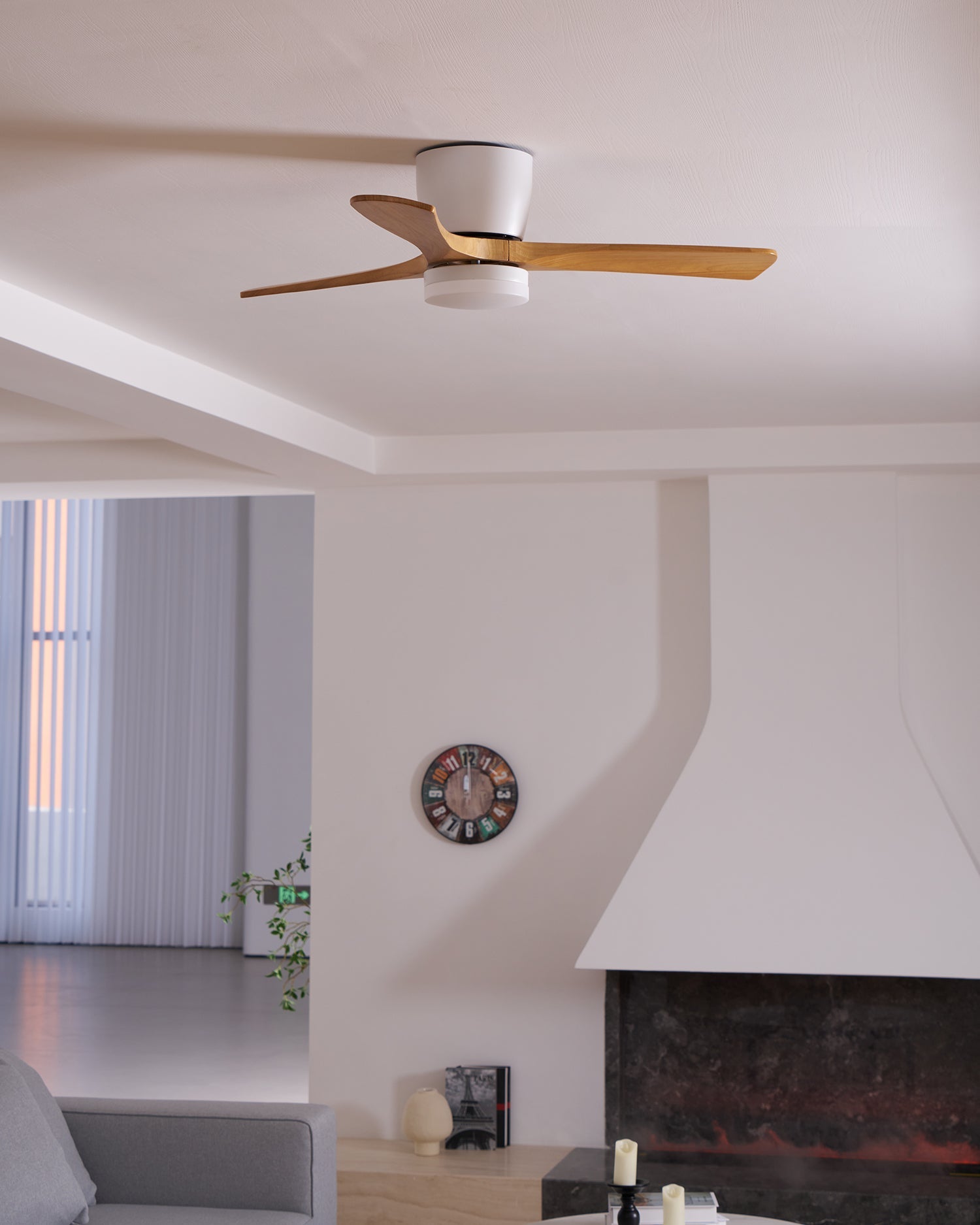 Nordic Wooden Ceiling Fan Light with Remote LED