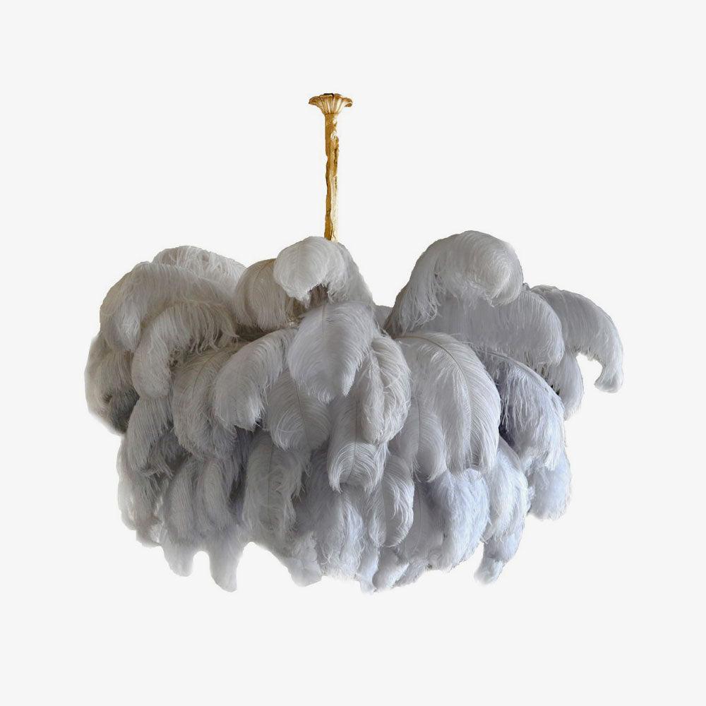 Luxury Ostrich Feather Brass Chandelier for Bedroom or Living Room